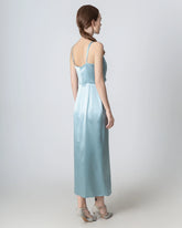 Robe Maxi en Soie à Col Bénitier et Fente Haute
